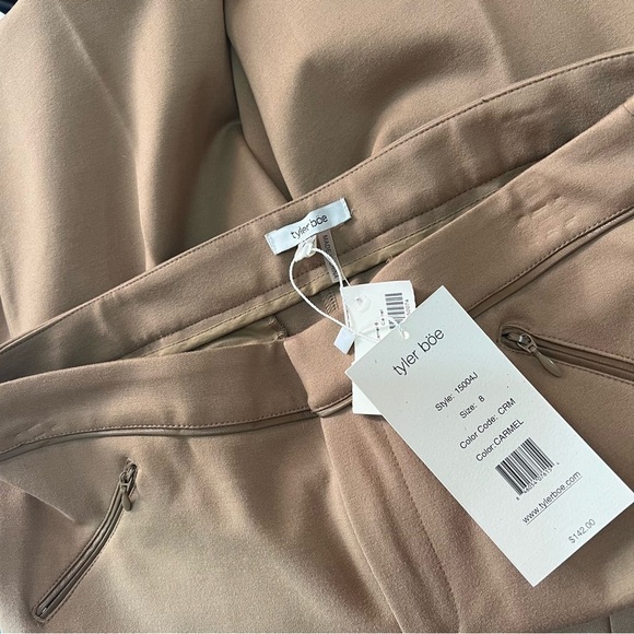 NWT Tyler Böe tan slacks fitted business casual neutral slacks ponte knit pants - Picture 9 of 9